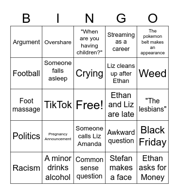 Amerbellvinston Thanksgiving Bingo Card