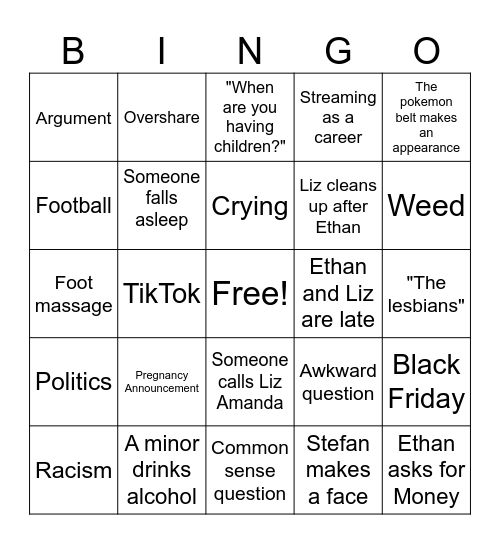 Amerbellvinston Thanksgiving Bingo Card