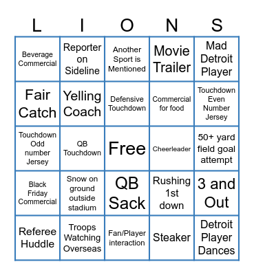 Thanksgiving Bingo Card