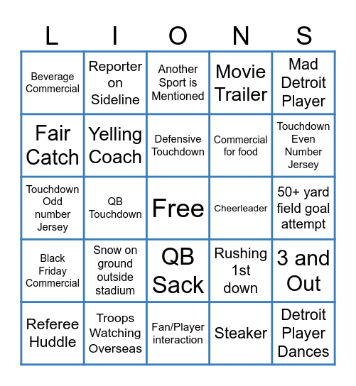 Thanksgiving Bingo Card