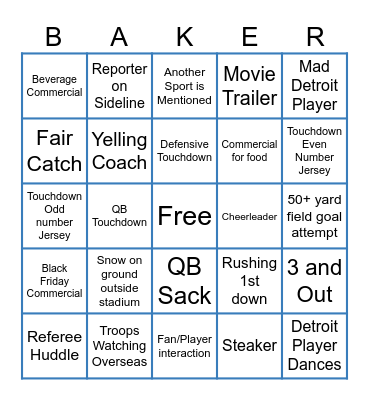 Thanksgiving Bingo Card
