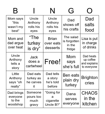 Thanksgiving 2024 Bingo Card