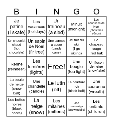 L'hiver Bingo Card