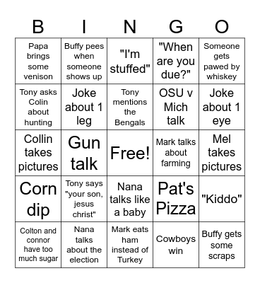Thanksgiving 2025 - CJack Bingo Card