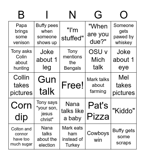 Thanksgiving 2025 - CJack Bingo Card