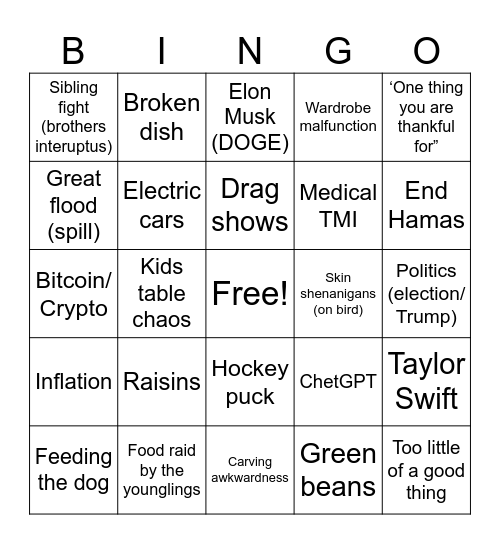 TG Bingo 2024 Bingo Card