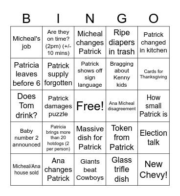 Thanksgiving 2024 Bingo Card