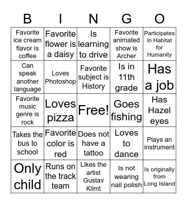 Ice Breaker Bingo Card