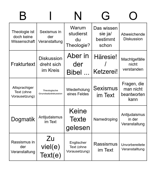 Theo-Semester-Bullshitbingo Card