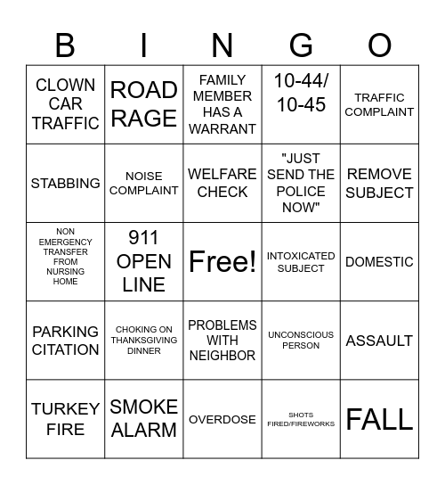 THANKSGIVING BINGO Card