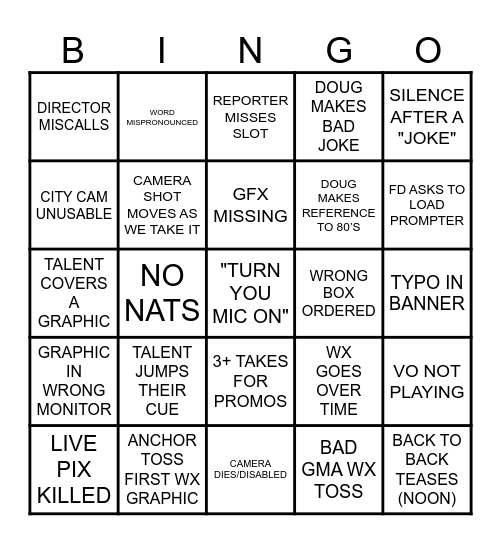 EYE OPENER BINGO Card