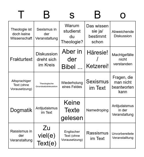 Theo-Semester-Bullshitbingo Card