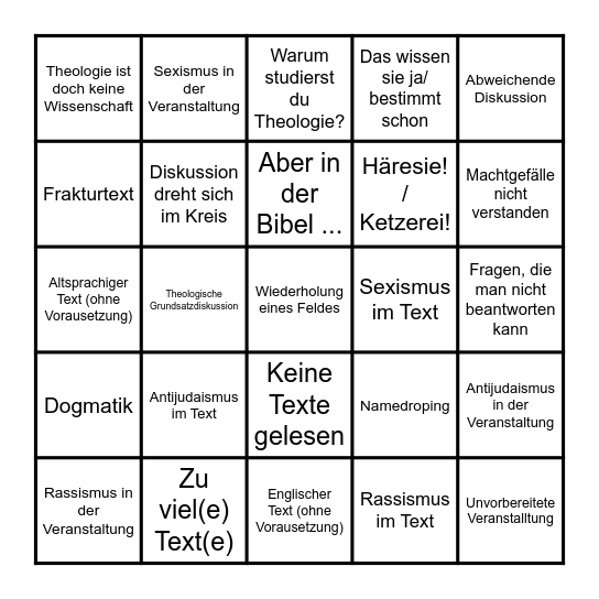 Theo-Semester-Bullshitbingo Card