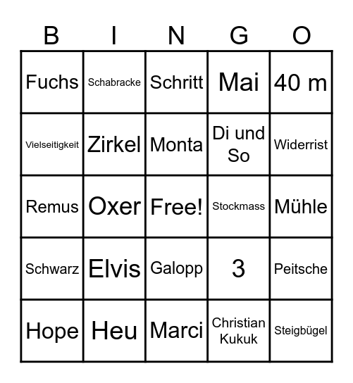 RFV Bingo Card