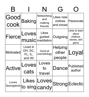 Getting to Know You Bingo Card