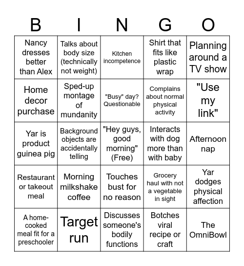 Alex Bingo for Country Shade Tree Bingo Card
