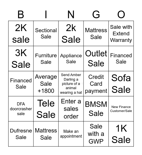 Black Friday Bingo Card