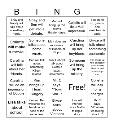 Chamber Thanksgiving 2024 Bingo Card