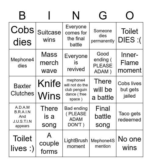 II2 18 Predictions Bingo Card