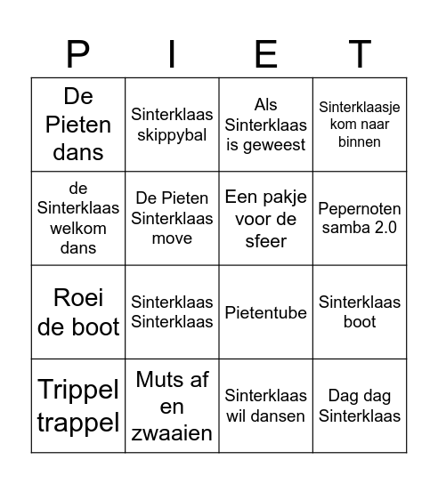 SWINGO Sinterklaasfeest Kleinerf Bingo Card