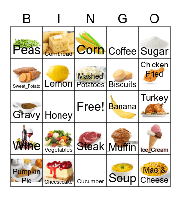 Musical Thanksgiving Food Bingo Card