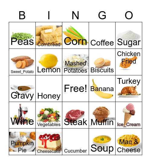 Musical Thanksgiving Food Bingo Card
