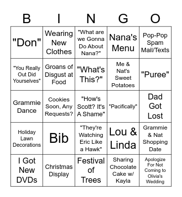 Colling Thanksgiving Bingo Card