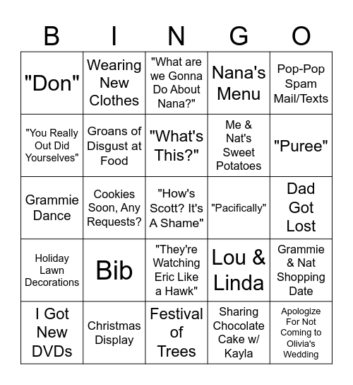 Colling Thanksgiving Bingo Card