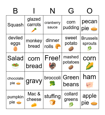 Thanksgiving Bingo Card