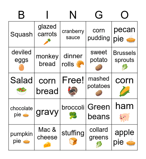 Thanksgiving Bingo Card