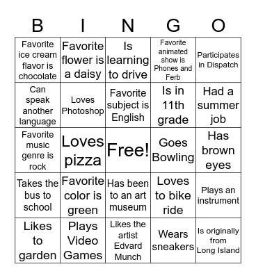 Ice Breaker Bingo Card