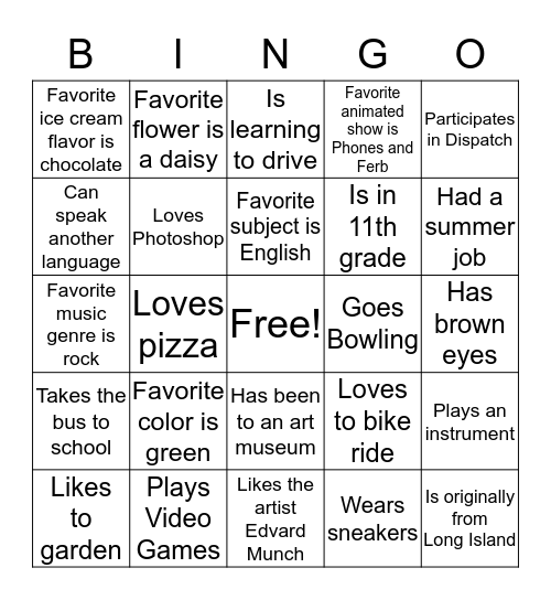 Ice Breaker Bingo Card