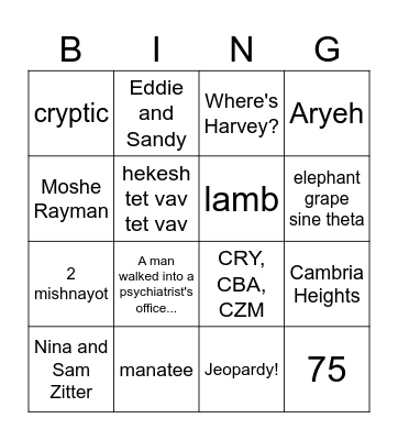 Birthday Bingo Card