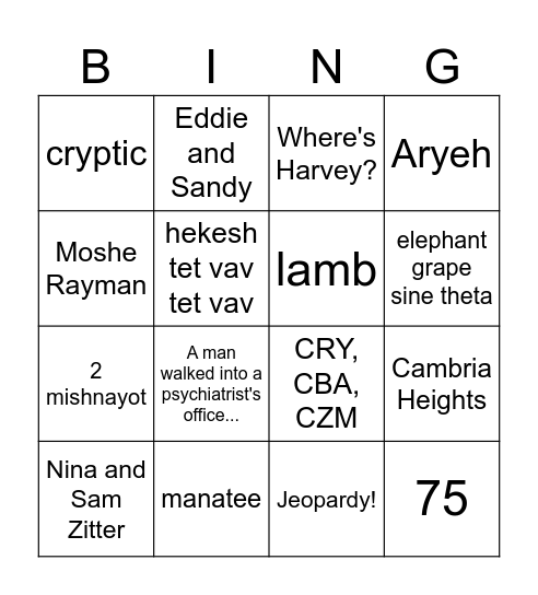 Birthday Bingo Card