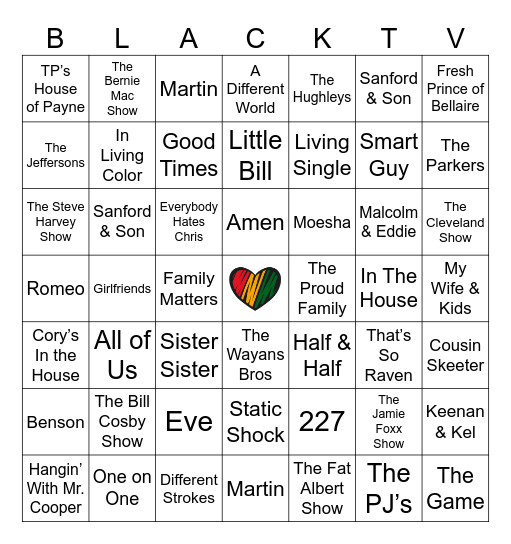 BLACK TV SHOWS Bingo Card