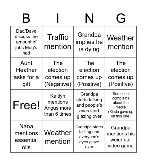 Untitled Bingo Card