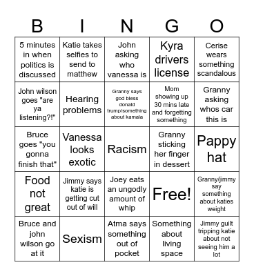 Thanksgiving Bingo Card