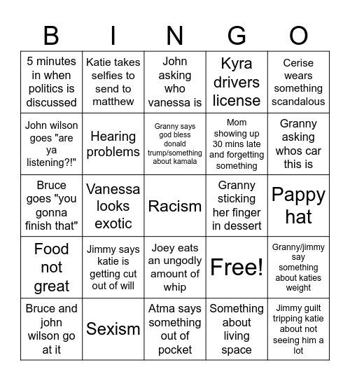 Thanksgiving Bingo Card