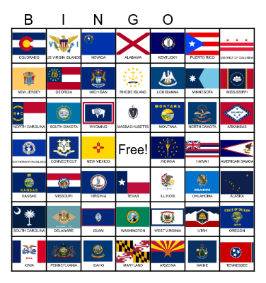 US FLags Bingo Card