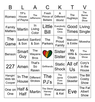 BLACK TV SHOWS Bingo Card
