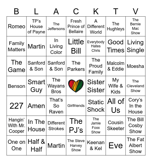 BLACK TV SHOWS Bingo Card