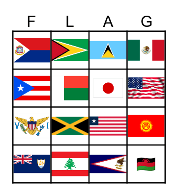 Flag Bingo Card