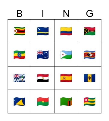 flags Bingo Card