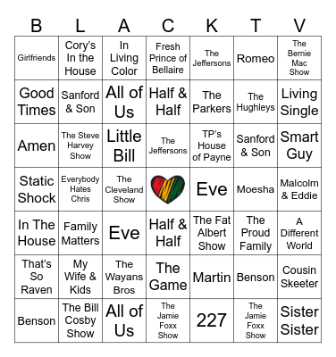 BLACK TV SHOWS Bingo Card