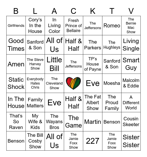 BLACK TV SHOWS Bingo Card