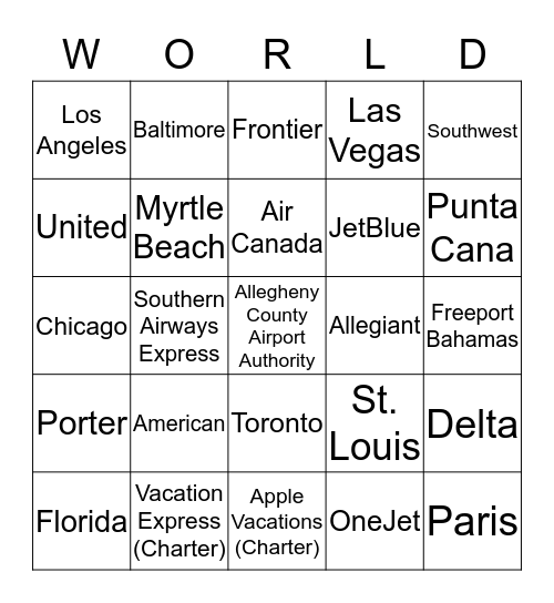 ACAA - Around The... Bingo Card