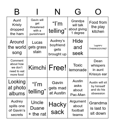 Thanksgiving Bingo Card