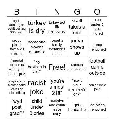 divaserve thanksgiving Bingo Card