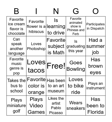 Ice Breaker Bingo Card