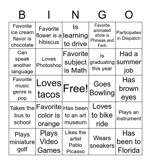 Ice Breaker Bingo Card